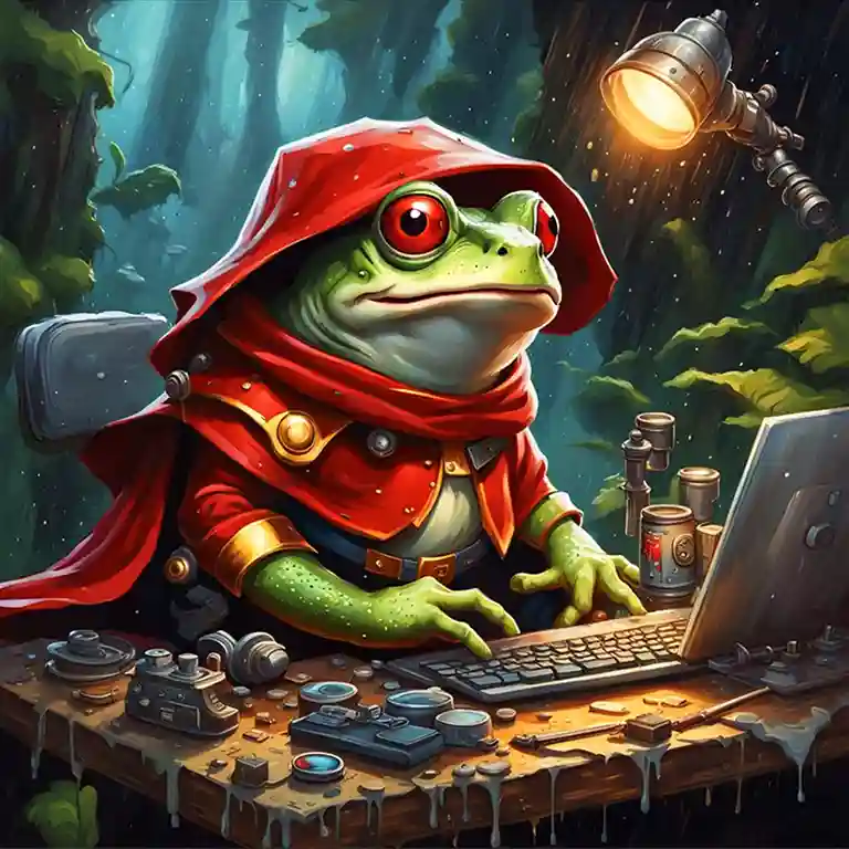 HOME generated art of toad in the forest on computer - Flying Toad Graphics